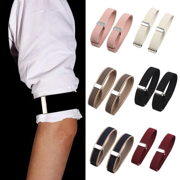 1Pair Armbands Adjustable Cuff Shirt Sleeves Elastic Armband Bracelet Sleeve Holder Arm Band Women Men Clothing Accessories