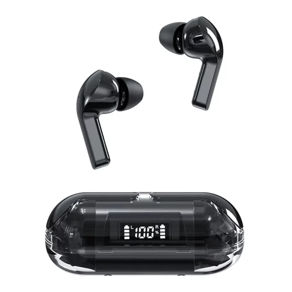 Wireless Headset Bluetooth-Compatible Space Capsule Transparent Sports Earphones With Mic Waterproof Earpiece With LED Display