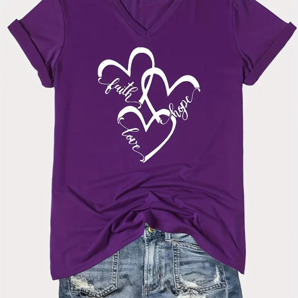 Women's T-shirt Loose Casual Short Sleeved Round Neck Love Letter Printed Clothing Summer Short Sleeved Women's Party T-shirt